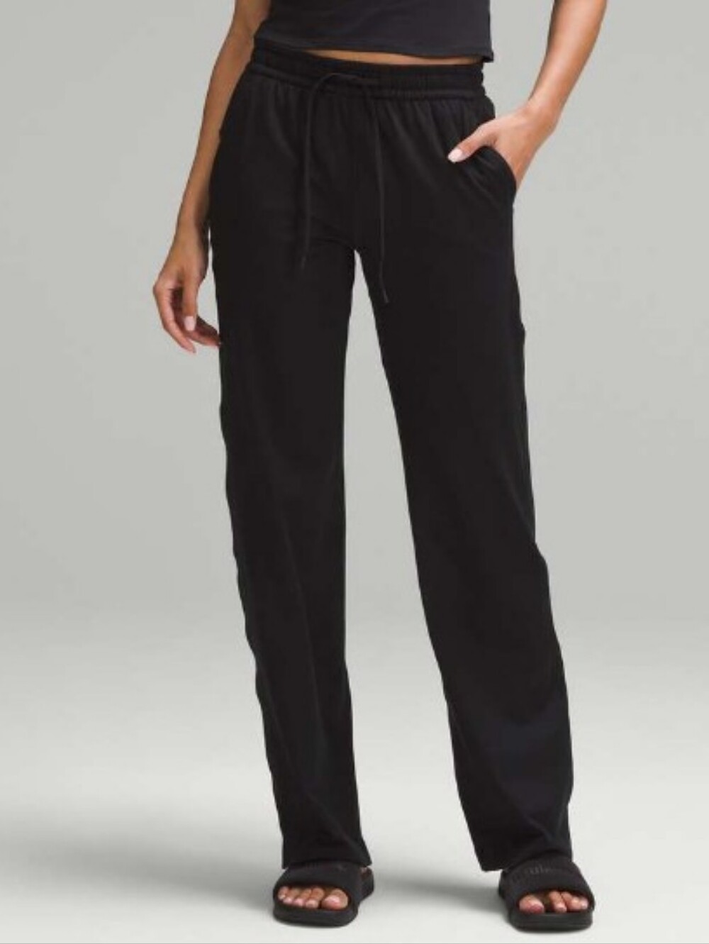 NWT lululemon athletica Soft Jersey Straight-Leg Mid-Rise Pants in Black-Small